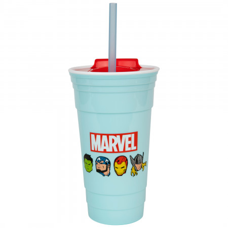 Marvel The Avengers Faces 32oz Plastic Party Cup with Lid and Straw
